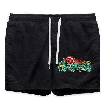 Merry Christmas - Swim Trunks - black - Front - AI Model Male 185 light (185cm)