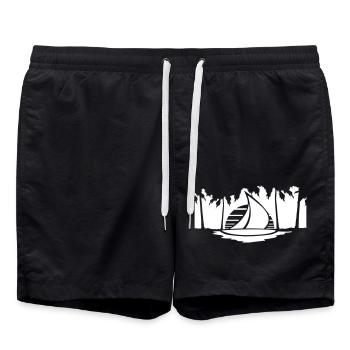 Ship Sun Stripe Sailor Captain Water Boat - Swim Trunks - black - Front - AI Model Male 185 light (185cm)