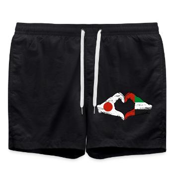 Japon, Émirats arabes unis, Cœur - Short de bain - noir - Devant - AI Model Male 185 light (185cm)