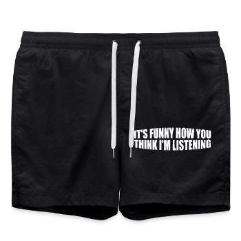 It's Funny How You Think I'm Listening 4 - Badeshorts - Schwarz - Vorne - AI Model Male 185 light (185cm)