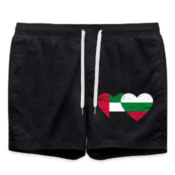 Émirats arabes unis Bulgarie Drapeau Coeur - Short de bain - noir - Devant - AI Model Male 185 light (185cm)