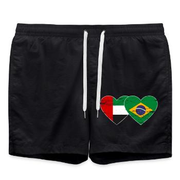 Vereinigte Arabische Emirate Brasilien Flagge Herz - Badeshorts - Schwarz - Vorne - AI Model Male 185 light (185cm)