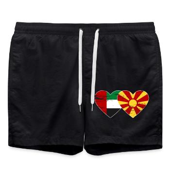Émirats arabes unis Drapeau de la Macédoine - Short de bain - noir - Devant - AI Model Male 185 light (185cm)