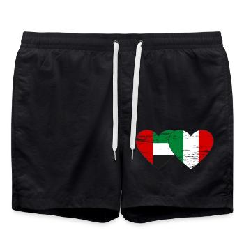 Vereinigte Arabische Emirate Italien Flagge Herz - Badeshorts - Schwarz - Vorne - AI Model Male 185 light (185cm)