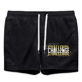 Black Typography Challenge Hoodie - Badeshorts - Schwarz - Vorne - AI Model Male 185 light (185cm)
