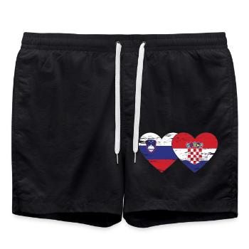 Slovénie Croatie Drapeau Coeur utilisé - Short de bain - noir - Devant - AI Model Male 185 light (185cm)