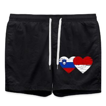 Slovénie Indonésie Drapeau Coeur utilisé - Short de bain - noir - Devant - AI Model Male 185 light (185cm)