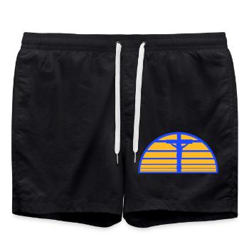Jesus Christ God Faith Cross Praying Christians - Swim Trunks - black - Front - AI Model Male 185 light (185cm)