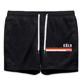 Vintage 70s 80s Retro Köln - Köln, Germany - Badeshorts - Schwarz - Vorne - AI Model Male 185 light (185cm)