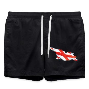 Drapeau de la Géorgie sur la carte de la Géorgie - Short de bain - noir - Devant - AI Model Male 185 light (185cm)