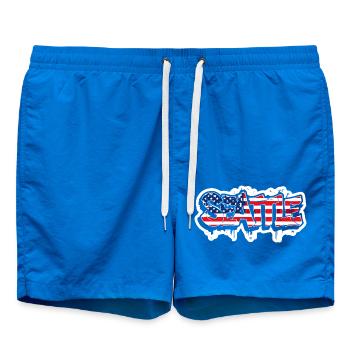 Seattle-Design im Graffiti-Stil mit USA Flagge - Badeshorts - Cobalt blue - Vorne