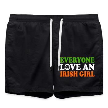 everyone loves an irish girl - Swim Trunks - black - Front - AI Model Male 185 light (185cm)