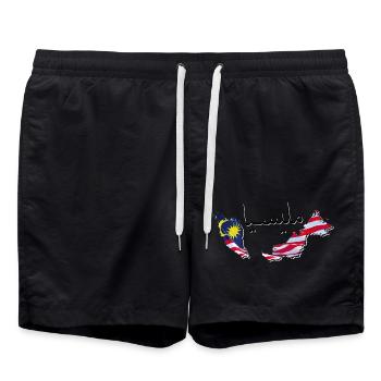 Drapeau de la Malaisie en Malaisie Carte MY - Short de bain - noir - Devant - AI Model Male 185 light (185cm)