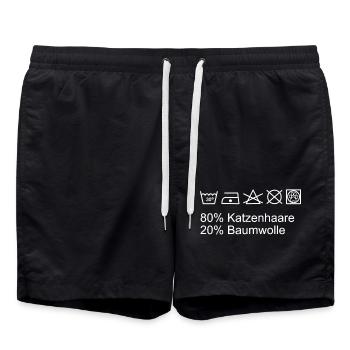 Katzen Waschhinweis Katzenhaare Baumwolle - Badeshorts - Schwarz - Vorne - AI Model Male 185 light (185cm)