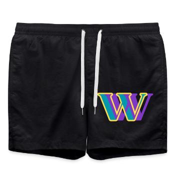 Mehrfarbiger Buchstabe w - Badeshorts - Schwarz - Vorne - AI Model Male 185 light (185cm)