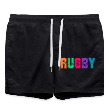 Rugby colors - rugby lover gift - Swim Trunks - black - Front - AI Model Male 185 light (185cm)