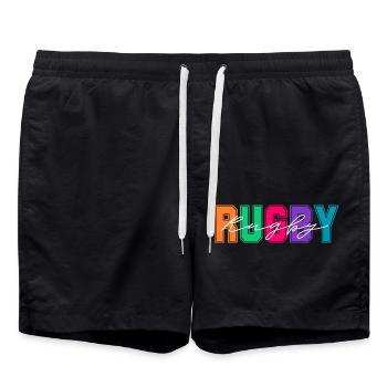 Rugby colors - rugby lover gift - Swim Trunks - black - Front - AI Model Male 185 light (185cm)