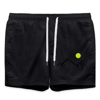 Mountains 01 - Swim Trunks - black - Front - AI Model Male 185 light (185cm)
