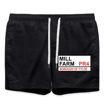 Wesham, Fylde Mill Farm Iconic Street Sign - Swim Trunks - black - Front - AI Model Male 185 light (185cm)