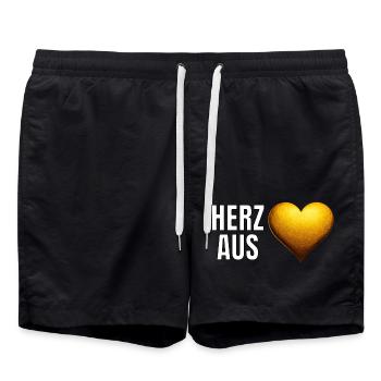 Lettres dorées cœur d’or (Herz aus Gold) - Short de bain - noir - Devant - AI Model Male 185 light (185cm)
