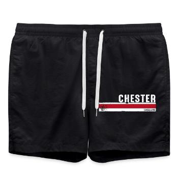 Chester England Retro Vintage Design for History - Swim Trunks - black - Front - AI Model Male 185 light (185cm)