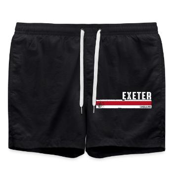 Exeter, England, Vintage-Design für Reisende - Badeshorts - Schwarz - Vorne - AI Model Male 185 light (185cm)