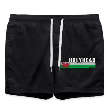 Holyhead Wales Retro-Design für die Kultur - Badeshorts - Schwarz - Vorne - AI Model Male 185 light (185cm)