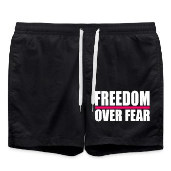 Freedom over fear - Swim Trunks - black - Front - AI Model Male 185 light (185cm)