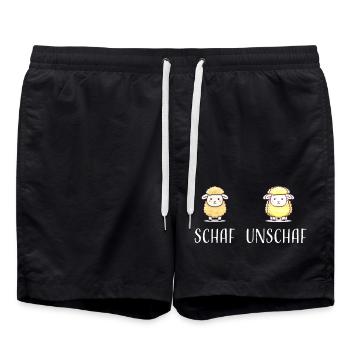 Schaf Unschaf lustiges cooles Geschenk - Badeshorts - Schwarz - Vorne - AI Model Male 185 light (185cm)