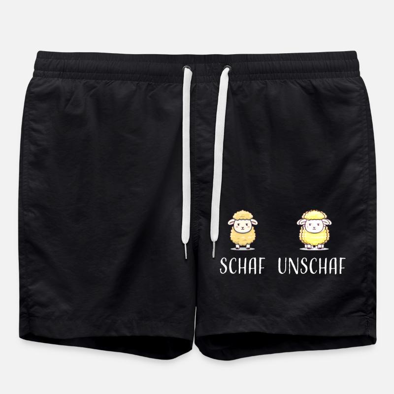 Schaf Unschaf lustiges cooles Geschenk - Badeshorts - Schwarz