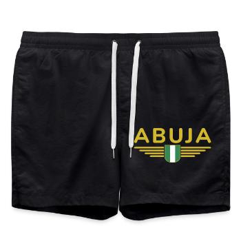 Abuja Design – Fier de la capitale du Nigeria - Short de bain - noir - Devant - AI Model Male 185 light (185cm)