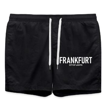 Frankfurt - City of Lights - Nightlife - Swim Trunks - black - Front - AI Model Male 185 light (185cm)
