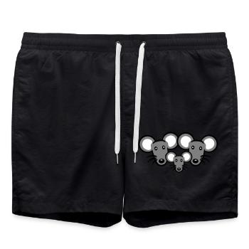 3 Mäuse Familie Kind Mama Papa Eltern Reihe Süß - Badeshorts - Schwarz - Vorne - AI Model Male 185 light (185cm)