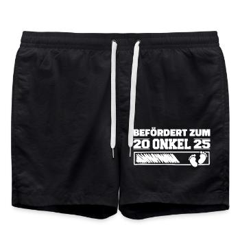 Pregnancy Announce Birth 2025 Uncle - Swim Trunks - black - Front - AI Model Male 185 light (185cm)