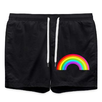 colorful rainbow - Swim Trunks - black - Front - AI Model Male 185 light (185cm)