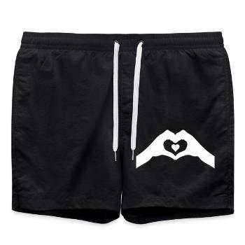 Hands Heart - Swim Trunks - black - Front - AI Model Male 185 light (185cm)