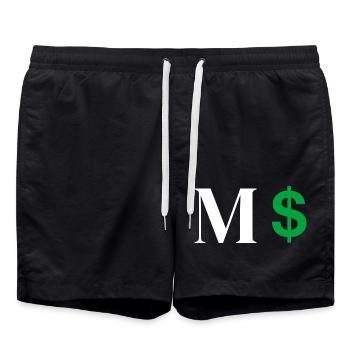 Buchstabe M Dollar - Badeshorts - Schwarz - Vorne - AI Model Male 185 light (185cm)