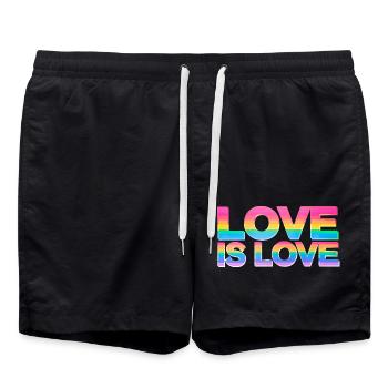 Love Is Love Gay Pride Month LGBT CSD LGBTQ+ - Swim Trunks - black - Front - AI Model Male 185 light (185cm)