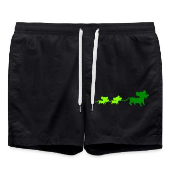 Maus Familie Mama Papa 2 Kinder Mutter Silhouette - Badeshorts - Schwarz - Vorne - AI Model Male 185 light (185cm)