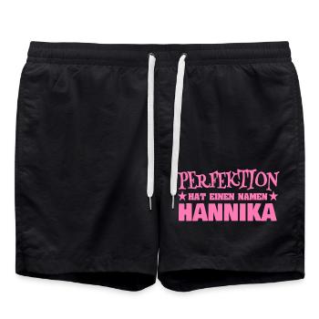 Woman's name Hannika - Swim Trunks - black - Front - AI Model Male 185 light (185cm)