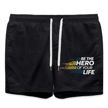 BE THE HERO OF YOUR LIFE - Swim Trunks - black - Front - AI Model Male 185 light (185cm)