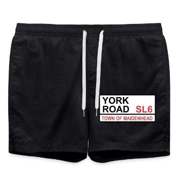 Maidenhead York Road Iconic Street Sign - Swim Trunks - black - Front - AI Model Male 185 light (185cm)