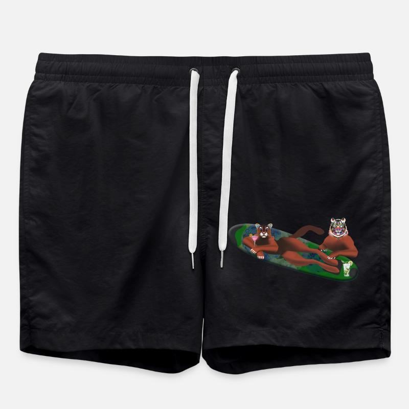 Tiger im Wasser - Badeshorts - Schwarz