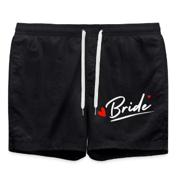 bride cœurs - cadeau la mariée - Short de bain - noir - Devant - AI Model Male 185 light (185cm)