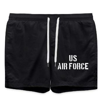 US Air Force - Aircraft - Pilot Flugzeug Luftwaffe - Badeshorts - Schwarz - Vorne - AI Model Male 185 light (185cm)