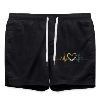 Angler Herzschlag Angeln - Badeshorts - Schwarz - Vorne - AI Model Male 185 light (185cm)