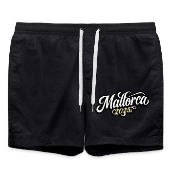 Mallorca 2025 - Badeshorts - Schwarz - Vorne - AI Model Male 185 light (185cm)