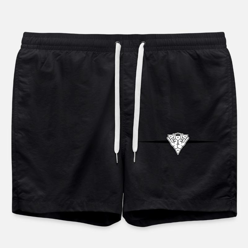 Hand Party Sign Line - Swim Trunks - black