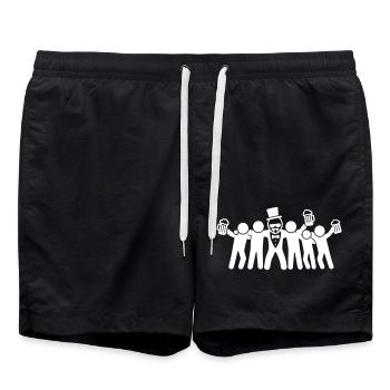 Bräutigam Junggesellen Party Crew - Badeshorts - Schwarz - Vorne - AI Model Male 185 light (185cm)