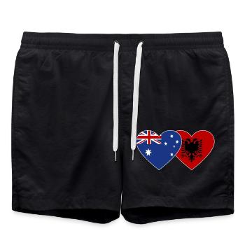 Australien Albanien Flagge Herz - Badeshorts - Schwarz - Vorne - AI Model Male 185 light (185cm)